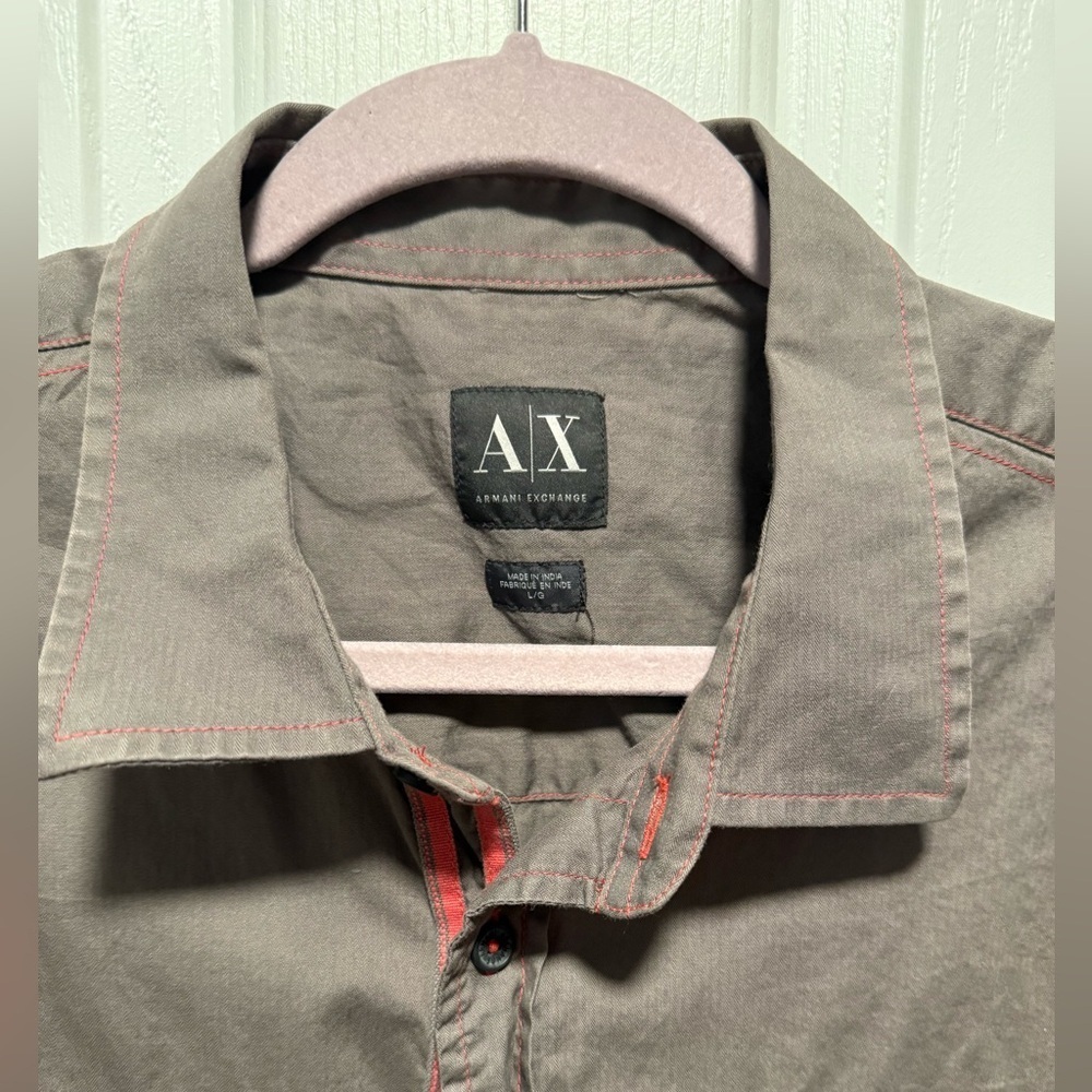 A|X Armani Exchange Short Sleeve Button-Down Shirt - Contrast Stitch - Size L - Picture 3 of 8